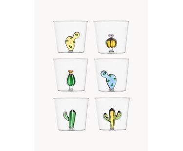 Handgemaakte waterglazen Desert Plants van borosilicaatglas, 6-delig
