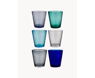 Mondgeblazen waterglazen Cancun met bubbles, 6-delig