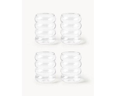 Mondgeblazen waterglazen Bubbly, 4 stuks