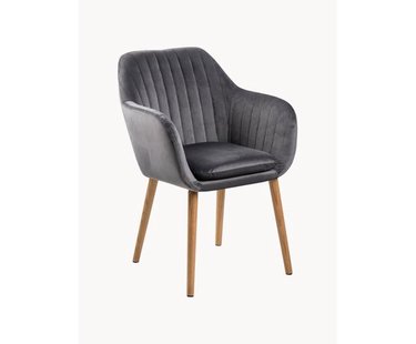 Fluwelen armstoel Emilia met houten poten