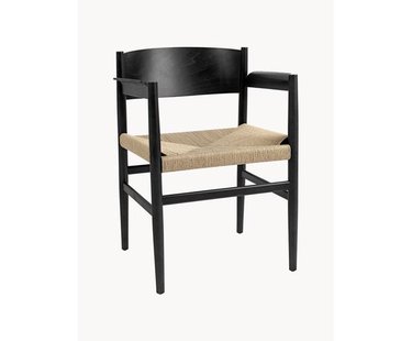 Armstoel Nestor van beukenhout met gevlochten zitvlak, handgemaakt