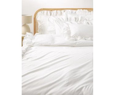 Gewassen katoenen perkal dekbedovertrek Louane met ruches