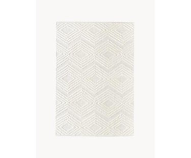 Handgeweven katoenen vloerkleed Ziggy met verhoogd hoog-laag structuur