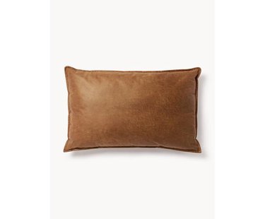 Groot bankkussen Lennon van gerecycled leer, 50 x 80 cm