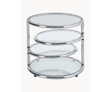 Ronde bijzettafel Dotts met glazen tafelbladen