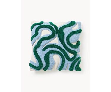 Handgetufte kussenhoes Jiri met decoratie