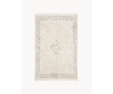 Handgetuft katoenen vloerkleed Fionn met franjes