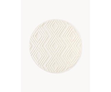 Rond katoenen vloerkleed Ziggy met verhoogd hoog-laag patroon