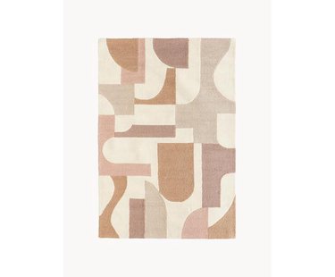 Handgetuft wollen vloerkleed Corin met hoog-laag structuur