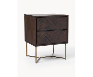 Nachtkastje Luca van mangohout met visgraat-patroon