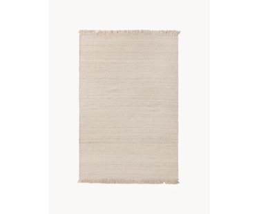 Handgeweven wollen vloerkleed Lars met franjes