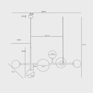 ALDEX Hanglamp Dione, opaal/crème, 6-lamps