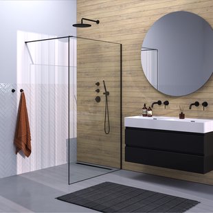 BRAUER Season inloopdouche model D helder glas 120x200 incl. glascoating Season-Mat Zwart