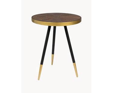 Ronde bijzettafel Denise met houten plaat Ronde bijzettafel Denise met houten plaat