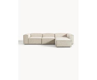 Modulaire bank Lennon (4-zits) van corduroy met poef (links/rechts)