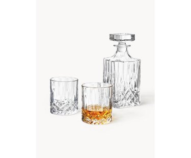 Whiskyset George met kristalreli&euml;f, 3-delig
