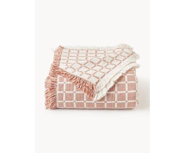 Gewassen mousseline bedsprei Ronia met franjes