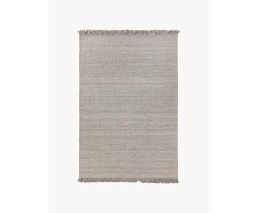 Handgeweven wollen vloerkleed Lars met franjes