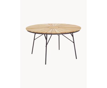 Ronde tuintafel Ellen met teakhouten tafelblad, verschillende formaten