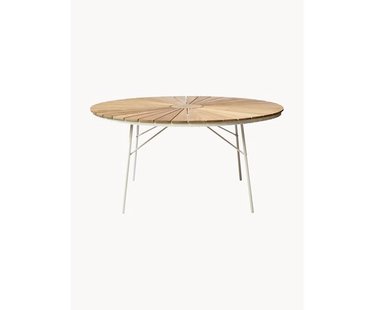 Ronde tuintafel Ellen met teakhouten tafelblad, in verschillende formaten