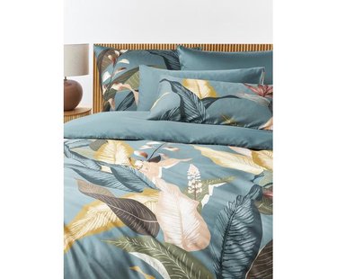 Katoensatijnen dekbedovertrek Flora