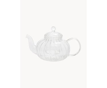 Vintage glazen theepot met theezeefje, 1 Liter