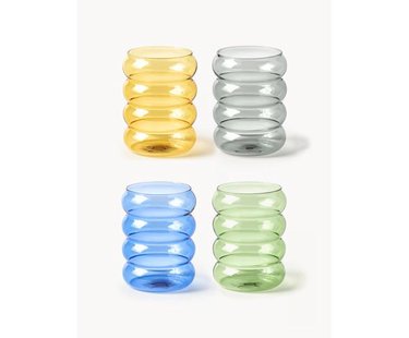 Mondgeblazen waterglazen Bubbly, 4 stuks