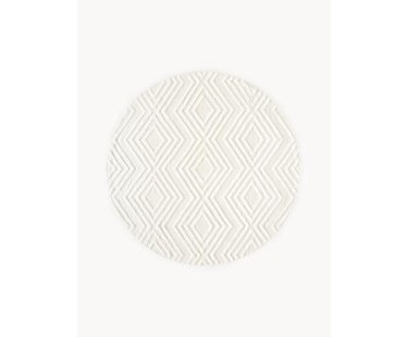 Rond katoenen vloerkleed Ziggy met verhoogd hoog-laag patroon