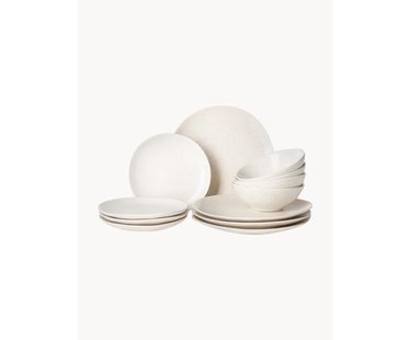 Handgemaakte serviesset Nordic Vanilla, 4 personen (12-delig)