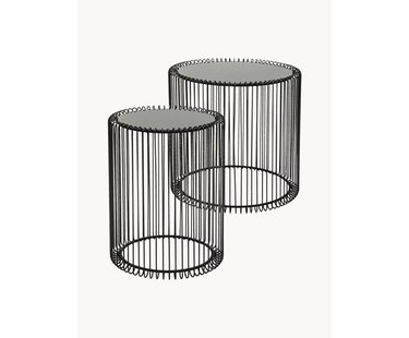 Metalen bijzettafels Wire met glazen blad, 2-delig