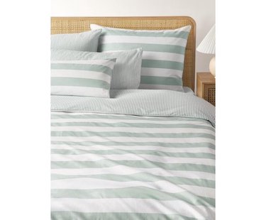 Gestreept katoenen omkeerbaar dekbedovertrek Lorena
