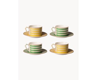 Koffiekopjes Chess met schoteltjes, 4-delig