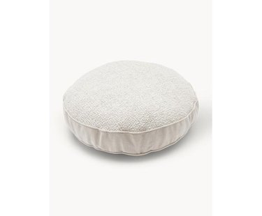 Rond boucl&eacute; sierkussen Aya met biesrand