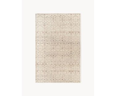 Handgeweven laagpolig vloerkleed Rosalie met ornamenten