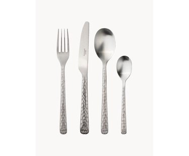 Bestekset Hune met gehamerde handvatten, 4 personen (16-delig)