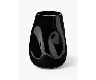 Mondgeblazen glazen vaas Obsidian, H 26 cm