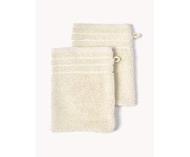 Washandjes Luxe met gestreepte rand, 2 stuks