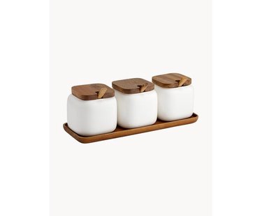 Opbergpotten Essentials met dienblad, set van 4