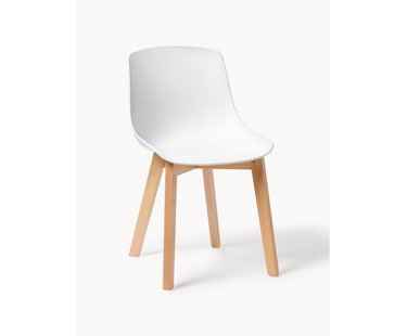 Kunststoffen stoelen Dave met houten poten, 2 stuks