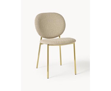 Boucl&eacute; gestoffeerde stoelen Ulrica, 2 stuks
