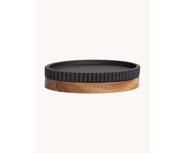 Ovaal zeepbakje Laura met houten decoratie