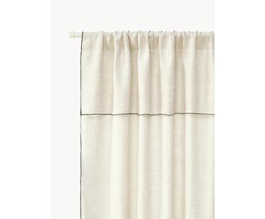 Semi-transparant linnen gordijnen Eleonara met tunnelzoom, 2-delig