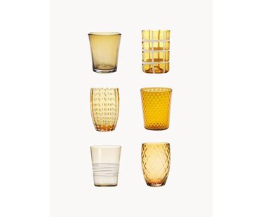 Handgemaakte waterglazen Melting, 6-delig