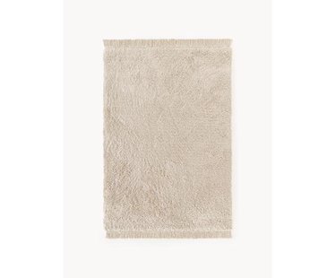 Pluizig hoogpolig vloerkleed Dreamy met franjes