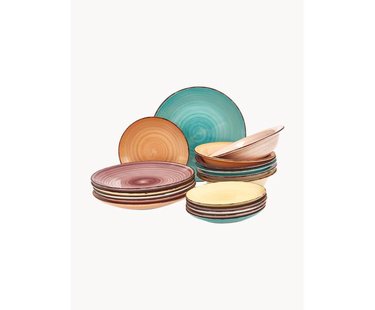 Handbeschilderde serviesset Baita, 6 personen, 18-delig