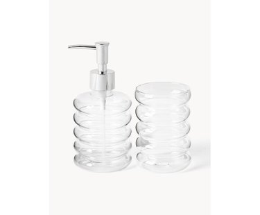 Mondgeblazen badkameraccessoires Bubbly, 2-delig