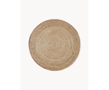 Rond juten vloerkleed Sharmila, handgemaakt