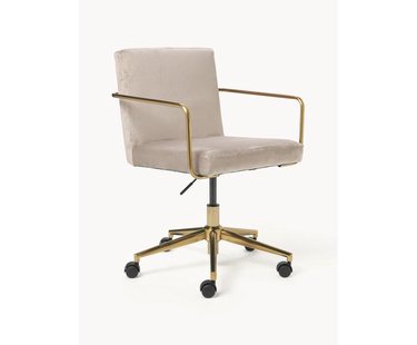 Fluwelen bureaustoel Kashya met armleuning, in hoogte verstelbaar