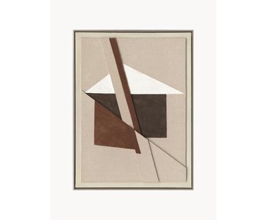 Handbeschilderde canvasdoek Brown Shapes met frame