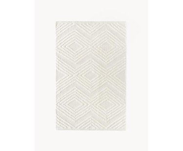 Handgeweven katoenen vloerkleed Ziggy met verhoogd hoog-laag structuur